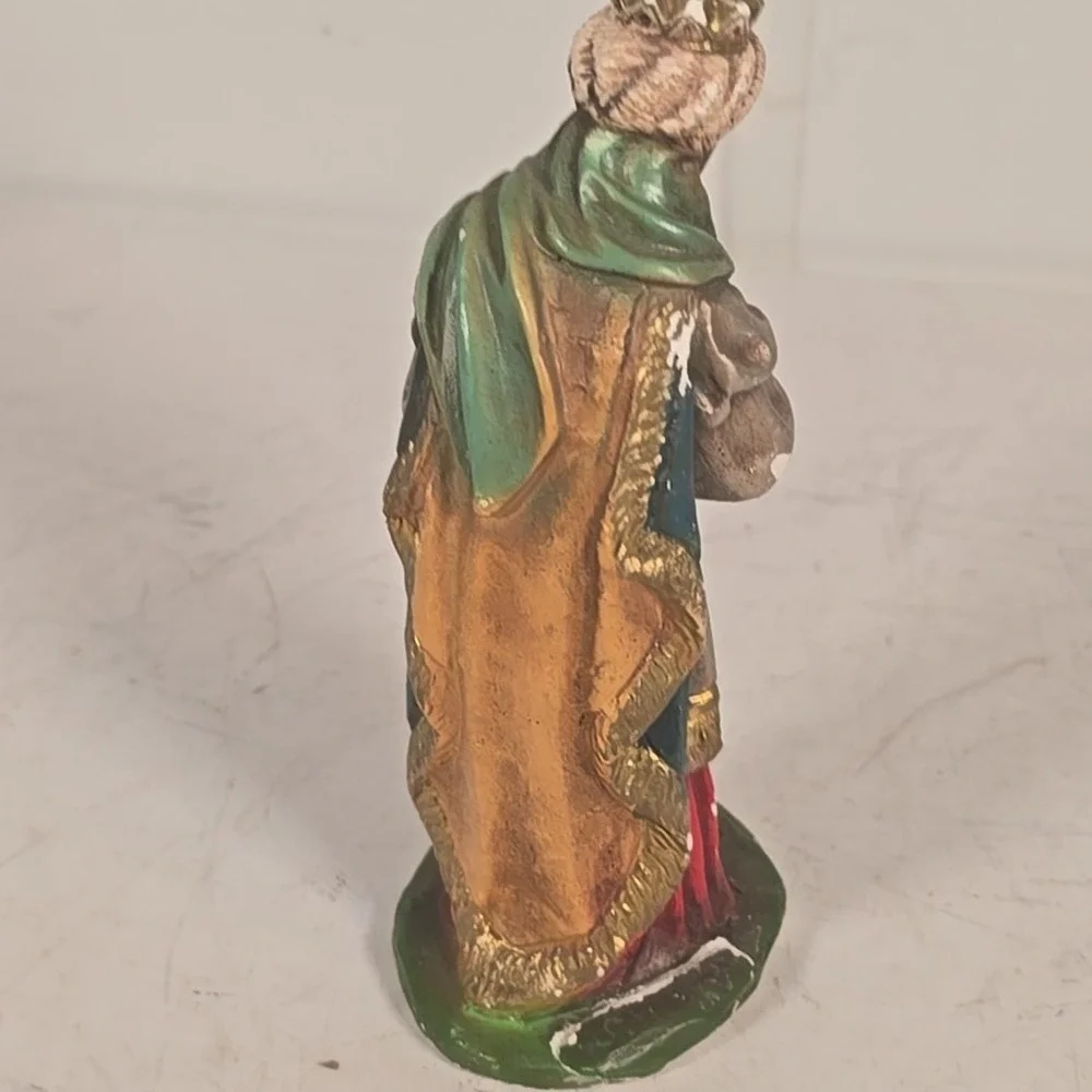 Vintage Nativity Black Wisemen King Made Italy 6.75